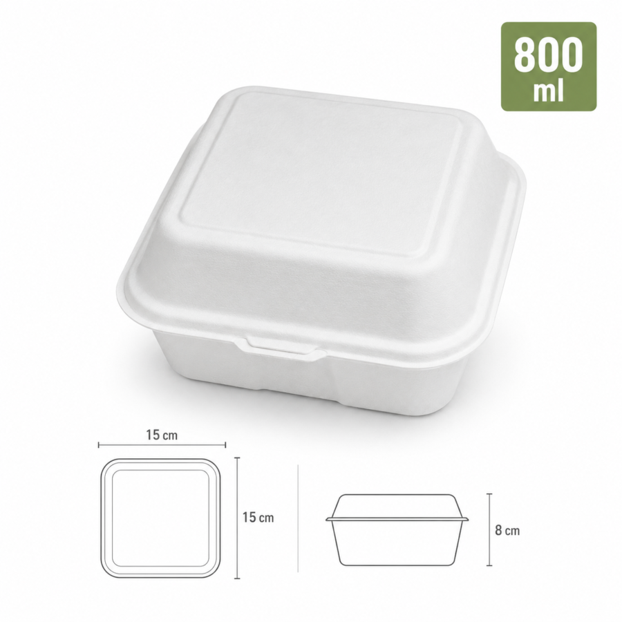 Box en pulpe de canne pour sandwichs et burgers